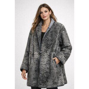 Vintage Karakul Lamb Fur Leather Reversible Coat Womens Persian Lamb Fur Jacket